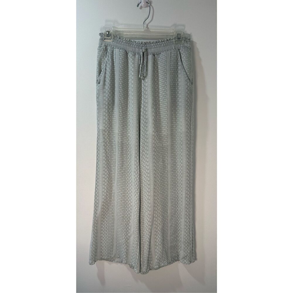 Anthropologie Paper Crane women sea foam green wide stretch pants size M #28-179